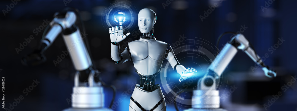 Poster human-robot collaboration visualized in a digital space.