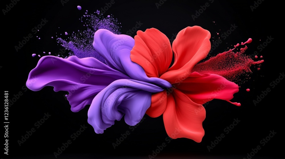 Poster abstract color burst: a captivating abstract composition featuring vibrant splashes of purple and or