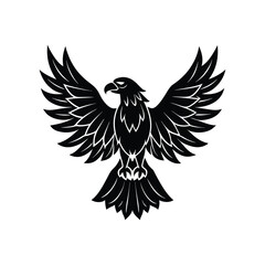 Eagle Bird Silhouette Vector Icon Black and White Background.