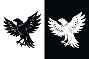 Obraz premium Eagle Bird Silhouette Vector Icon Black and White Background.