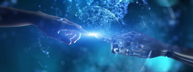 Human and AI Collaboration in Advanced Technology Concept.