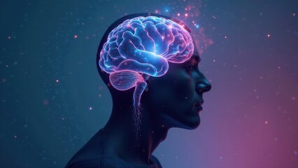 Obraz premium Illuminated Mind A Profile of the Human Brain's Intricate Network of Neural Pathways and Connections