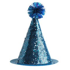 Happy birthday in cartoon style. Birthday party hats on transparent background.