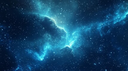 Cosmic Nebula in a Deep Blue Night Sky