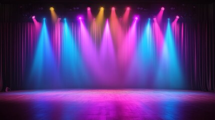 A brightly neon stage, beautiful background board