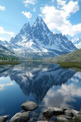 Fototapeta premium Majestic mountains reflected in a tranquil lake