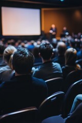 Audience listening to speaker at conference, engaging in discussion on industry trends, professional development, networking opportunities, and future innovations.