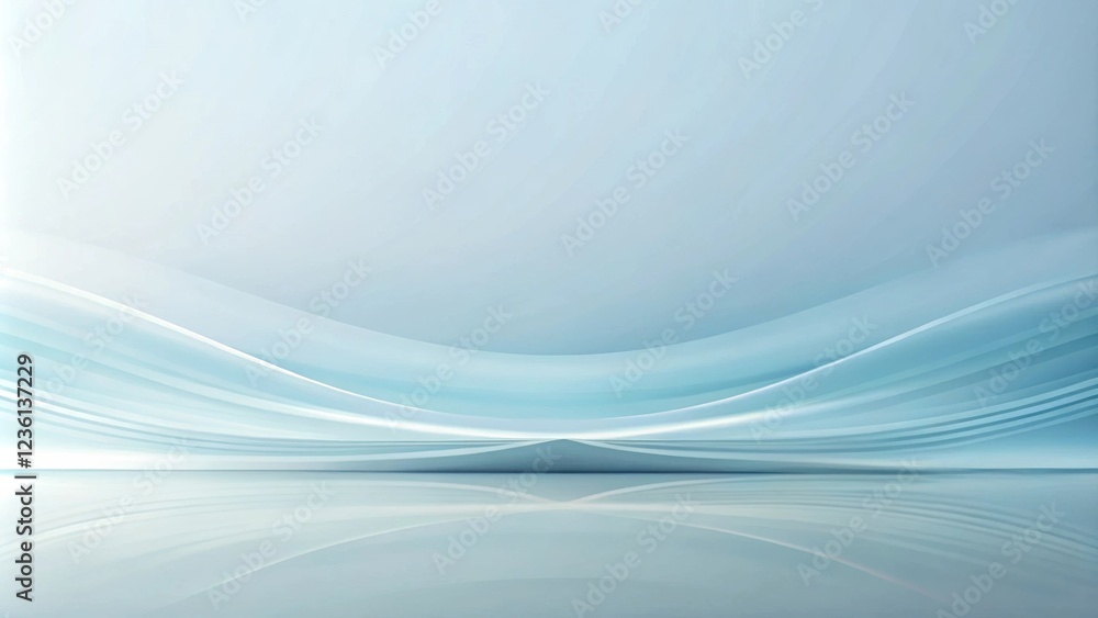 Aufkleber abstract blue gradient background with flowing waves and reflections