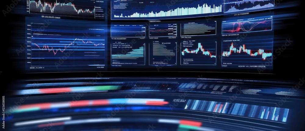 Poster modern trading interface displaying financial data and trends