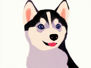 Cheerful husky dog with bright blue eyes.