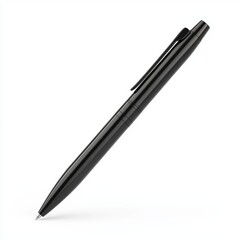 Simple pen mockup with a sleek black design and customizable logo area, centered on a clean white background
