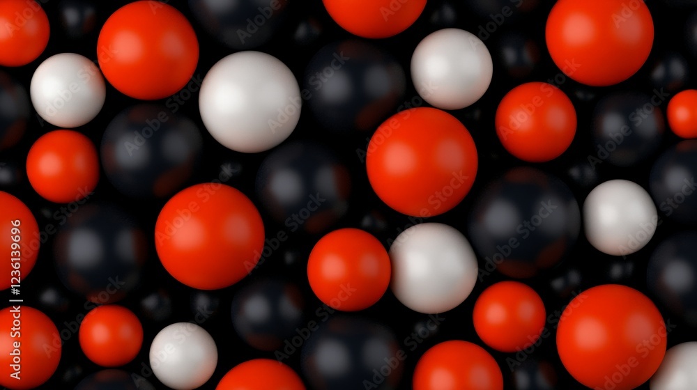 Poster abstract red black and white spheres: a captivating background image featuring a dense collection of
