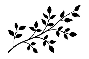  organic minimalist silhouette summer and spring branches with leaves. silhouette vector illustration