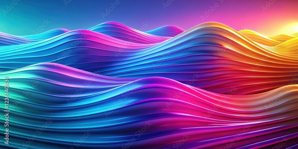 Aufkleber Abstract digital waves of vibrant colors transitioning from cool blues to warm reds and yellows