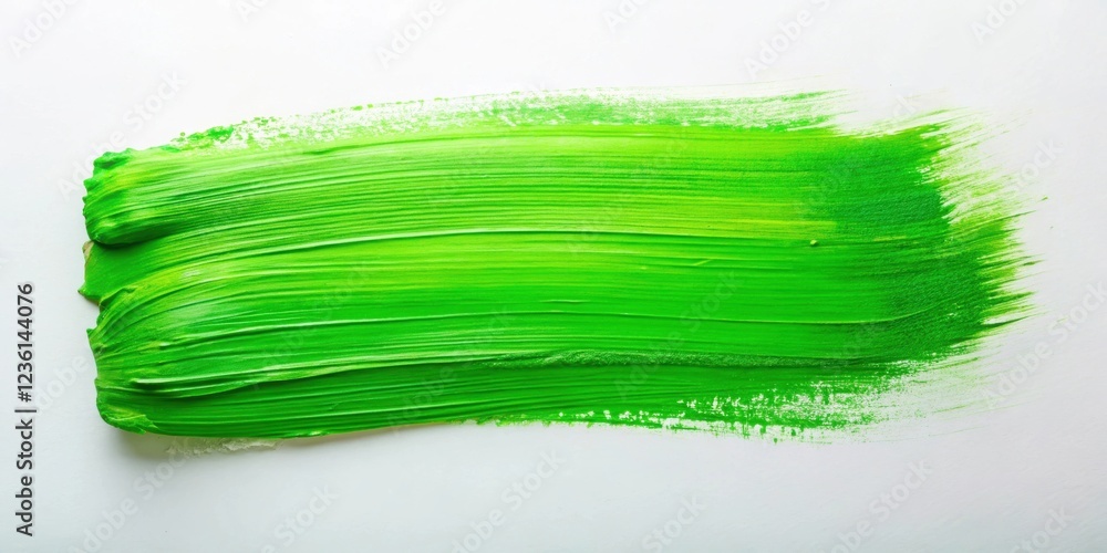 Aufkleber a single stroke of vibrant green paint, abstractly applied to a smooth white surface, creates a text