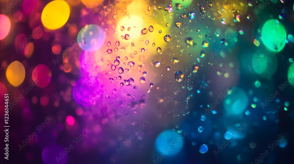 Aufkleber Mesmerizing Sparkle and Glow in Vibrant Gradient of Ethereal Lights and Crystals  Dazzling abstract background with shimmering iridescent droplets twinkling particles