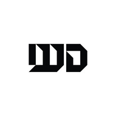 Obraz premium WD monogram logo design letter text name symbol monochrome logotype alphabet character simple logo