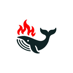 whale with fire sea animal logo vector illustration template design