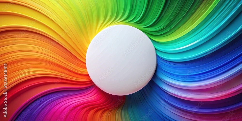 Poster a circular white space surrounded by a swirling array of vibrant hues