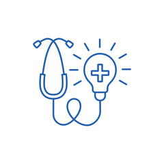 Medical tip, solution.  Vector linear icon illustration isolated on white background.