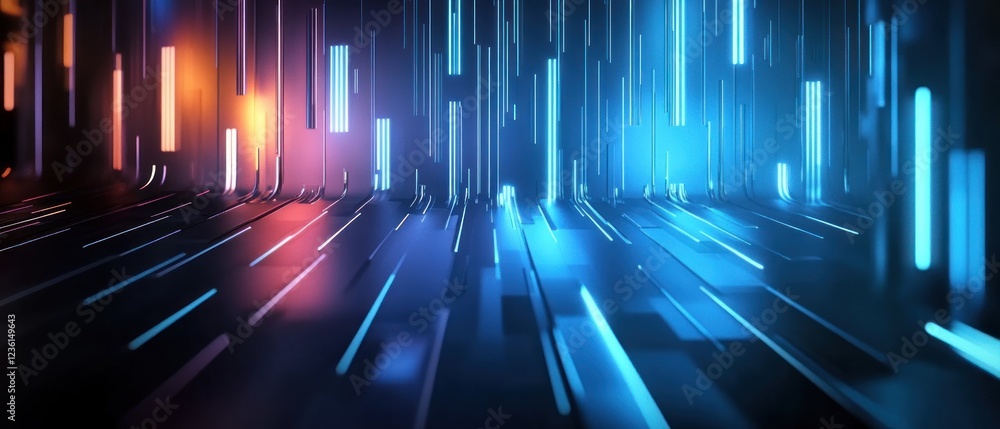 Poster abstract light trails creating a dynamic digital landscape