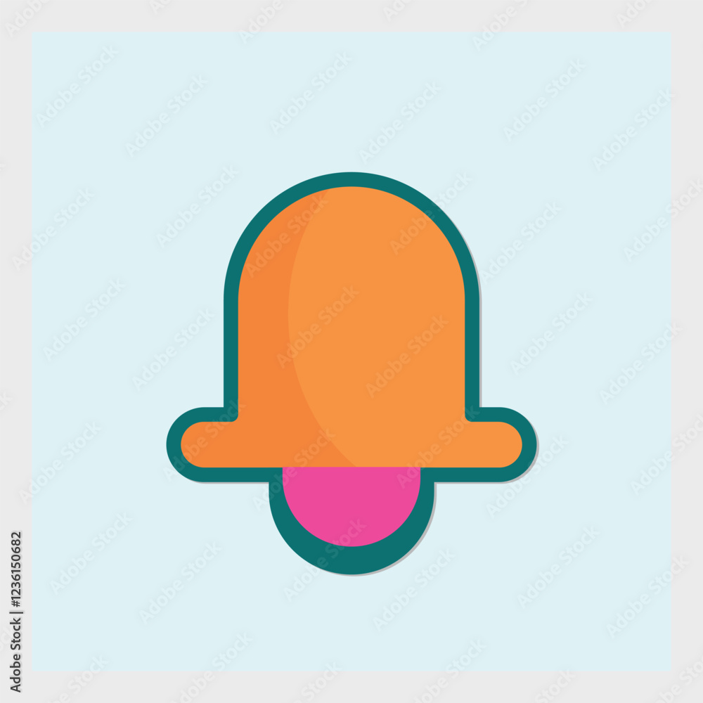 Poster stylized notification bell icon with rounded edges on light background design