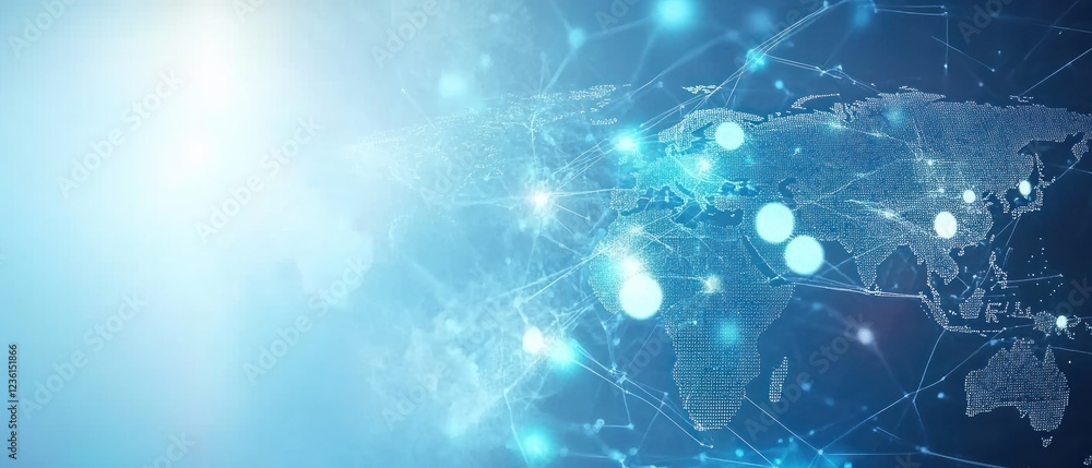 Poster global connectivity network visualization with light effects
