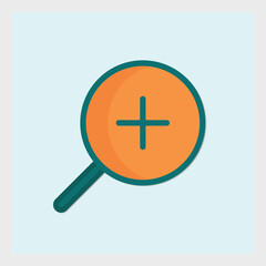 Fototapeta premium Zoom in icon design with a simple orange circle and teal details, for UI and UX design