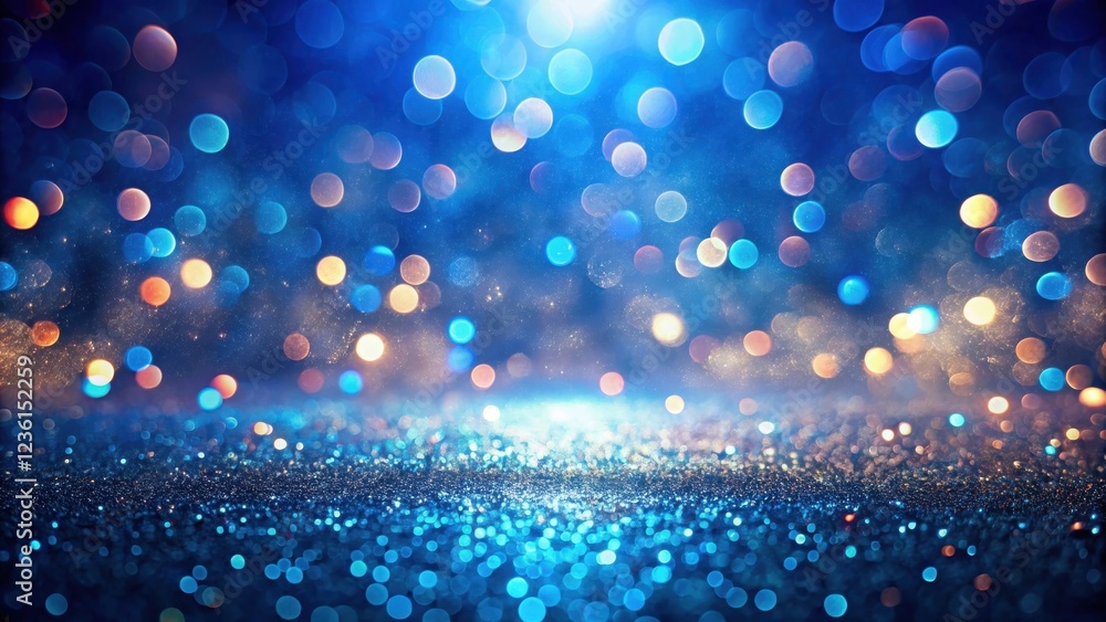 Poster a mesmerizing abstract background of blue and gold bokeh lights, reflecting a sparkling and festive 