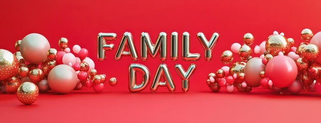family day celebration text on orange background with water droplets effect
