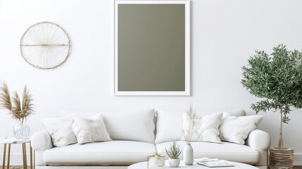 White Minimalist Living Room Interior Design