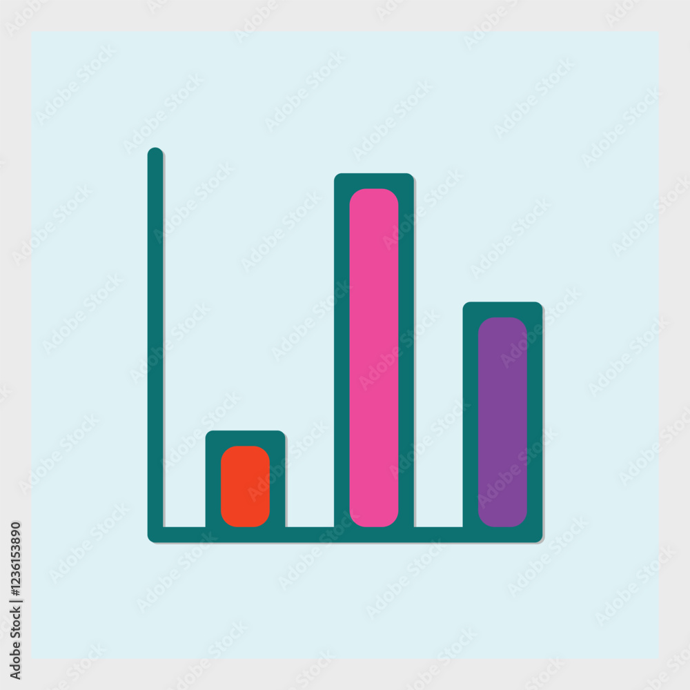 Poster minimalist bar graph icon with colored segments on a light background