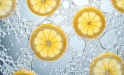 Fresh lemon slices in sparkling water