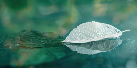 leaf leaves drop water surface forest wild jungle tree nature environment lake river transparent ripple float light reflection mirror abstract