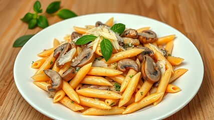 Creamy Chicken Penne Pasta with Mushrooms and Parmesan - Gourmet Italian Dish