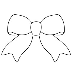 Coquette ribbon bow aesthetic outline illustration