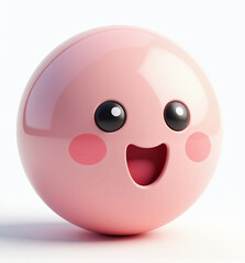 Fototapeta premium Playful 3D Ball with Face, Fun and Cheerful Toy for Kids on White Background 