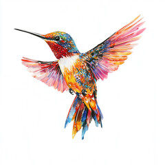 Obraz premium colorful hummingbird isolated on white background full depth of feild.
