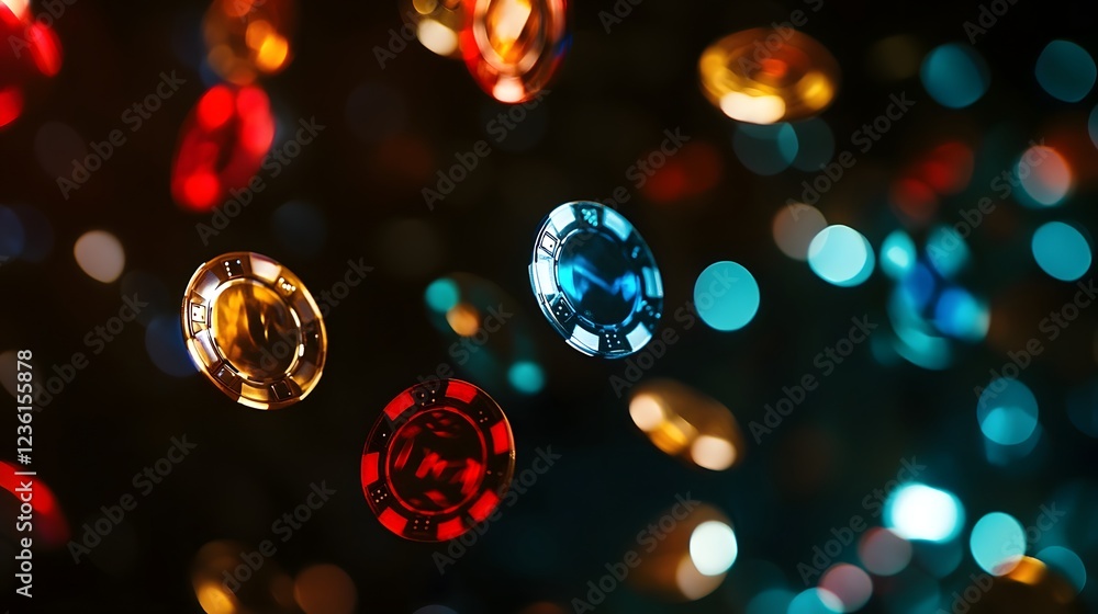 Poster Sparkling colorful and mesmerizing bokeh balls with vivid reflections and lights against a dark background  The image exudes a festive magical and enchanting atmosphere