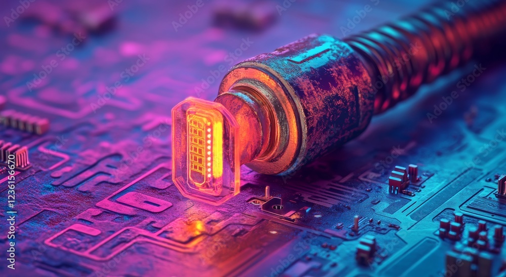 Poster a glowing blue padlock symbolizing cybersecurity concept and data encryption stands out on a digital