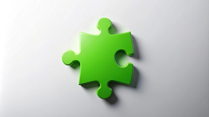 A single green puzzle piece with a cut-out section, positioned against a pristine white background, representing the concept of missing information or an incomplete task.
