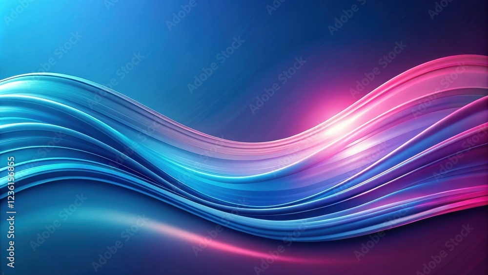 Fototapete abstract digital art a symphony of blue and pink wavy lines, creating a visual flow and ethereal glo