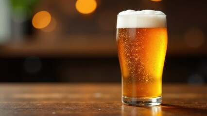 Glass of non-alcoholic beer with frothy head, symbolizing sober enjoyment