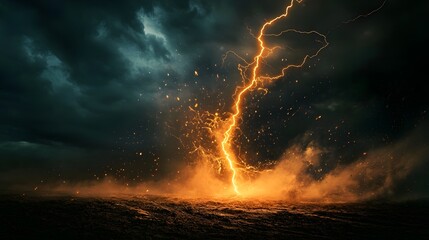 Lightning Strike Ignites Earth Dramatic Storm Scene