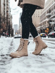 Person Walking in Snowy Terrain