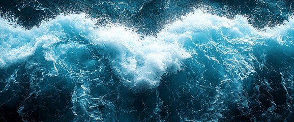 Turbulent ocean waves with white foam.
