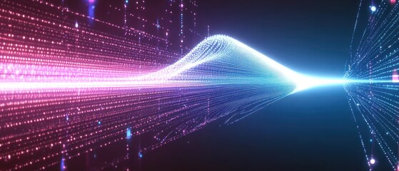 Fototapeta premium Colorful digital wave pattern with glowing particles in motion