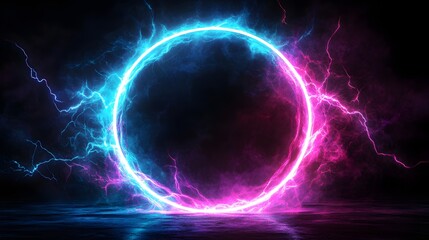 Obraz premium Glowing Circular Energy Field With Electric Bolts