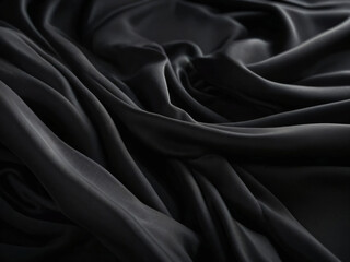 Obraz premium The black silk fabric has a delicate, flowing texture.