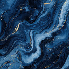 Obraz premium Abstract deep blue marble texture with swirling fluid veins